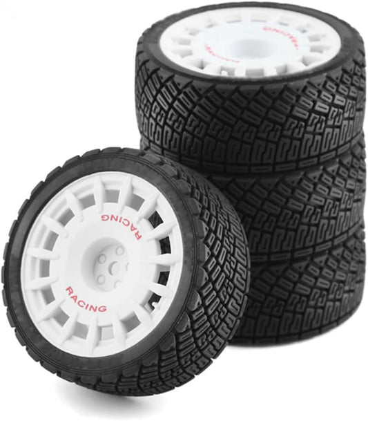 1:10 Rally Style Racing Tires - Plastic Wheel for Tamiya TT01 TT02 HPI KYOSHO WR8 HSP 4PCs