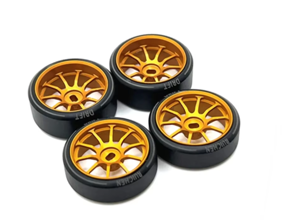 Clean Staggered Metal Wheels and Hub Drift Tires for Mini-D Z Q RC WLToys DRZ 1:28