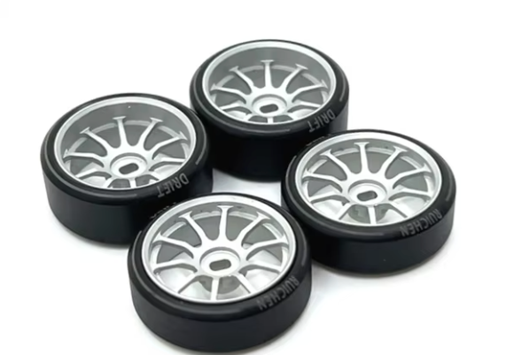 Clean Staggered Metal Wheels and Hub Drift Tires for Mini-D Z Q RC WLToys DRZ 1:28