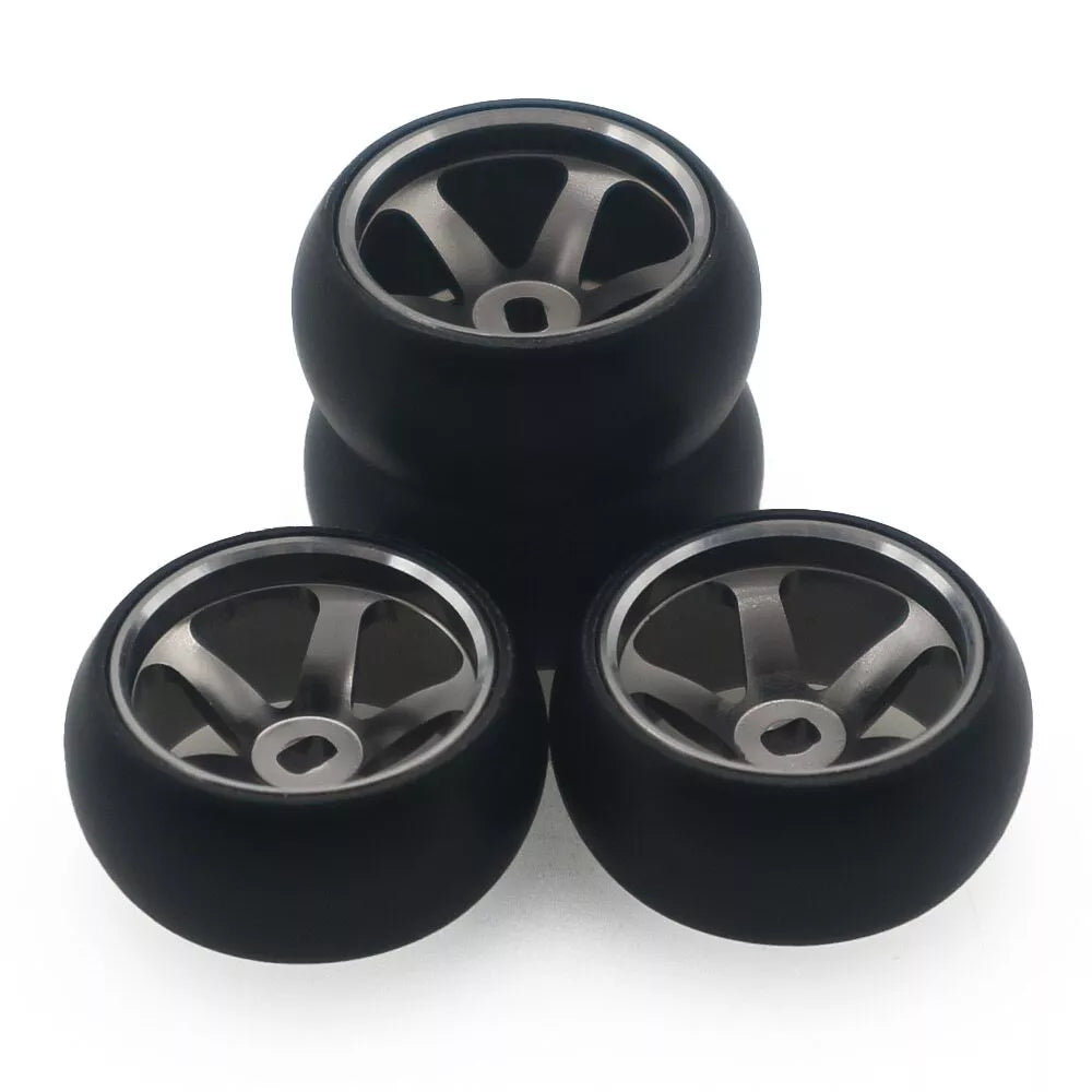 Alloy RC Wheels and Drift Tires (4 PC) 1:28 for Kyosho, MINI-D,WLToys K969 P929