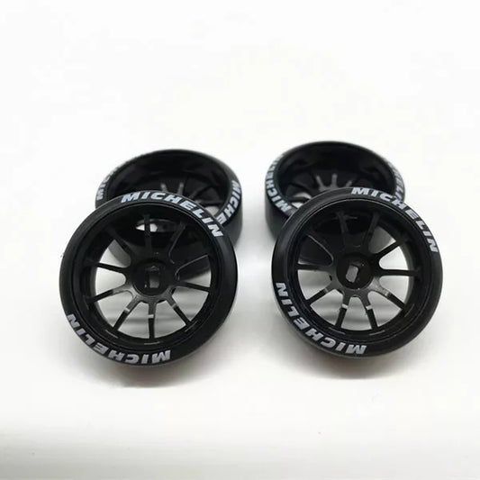 Alloy RC Wheels and Drift Tires (4 PC) 1:28 for Kyosho, MINI-D, WLToys K969 P929